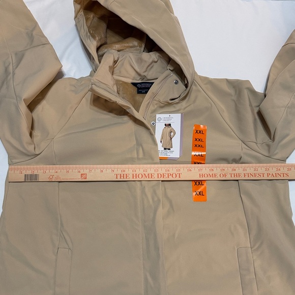 Mondetta Long Soft Shell Hooded Jacket Fleece Interior Light tan size XXL NWT - Picture 9 of 10